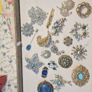 Vintage Blue Brooch Lot REVISED